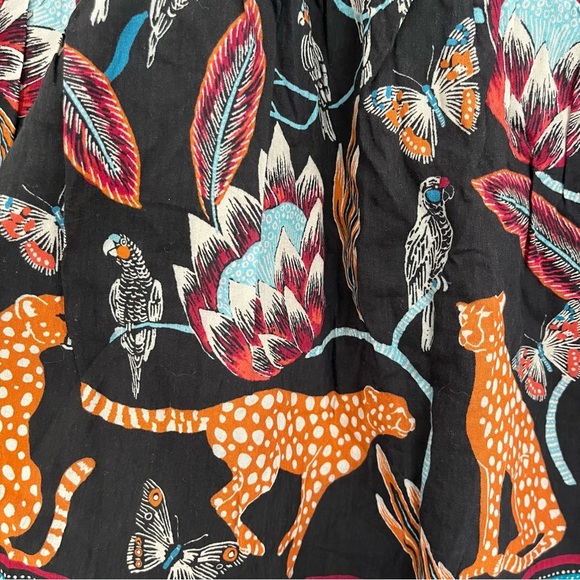 Anthropologie Animal Floral Print Plunge V-neck Mini Dress Ruffles Size XS - Picture 4 of 11